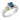14K Gold and Sterling Silver, London Blue Topaz and Diamond Ring