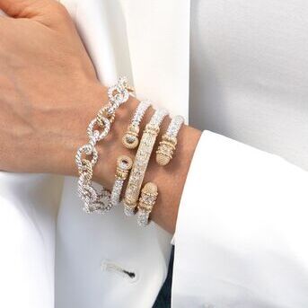 Whats more classic than a white blazer? A VAHAN bracelet stack 