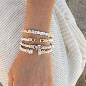 All gold bracelets and gray mother of pearl, what our summer will be looking like 