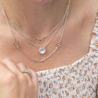 We have been loving finding different ways to layer our necklaces. From mother of pearl to gold sta