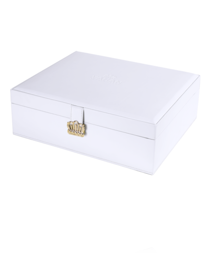 Premium PSD  High angle jewelry box with golden bracelet